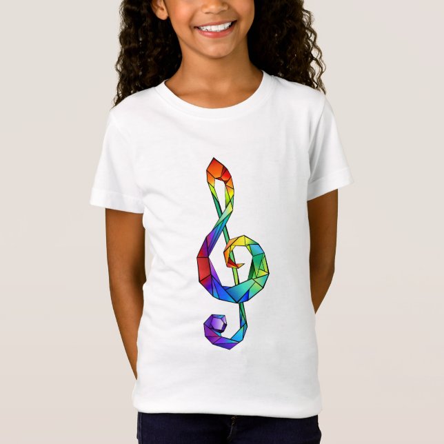 Regnbågsmusik nyckel treble clef t shirt (Framsida)