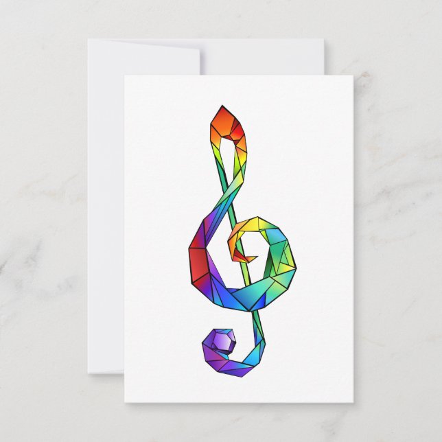 Regnbågsmusik nyckel treble clef tack kort (Framsida)