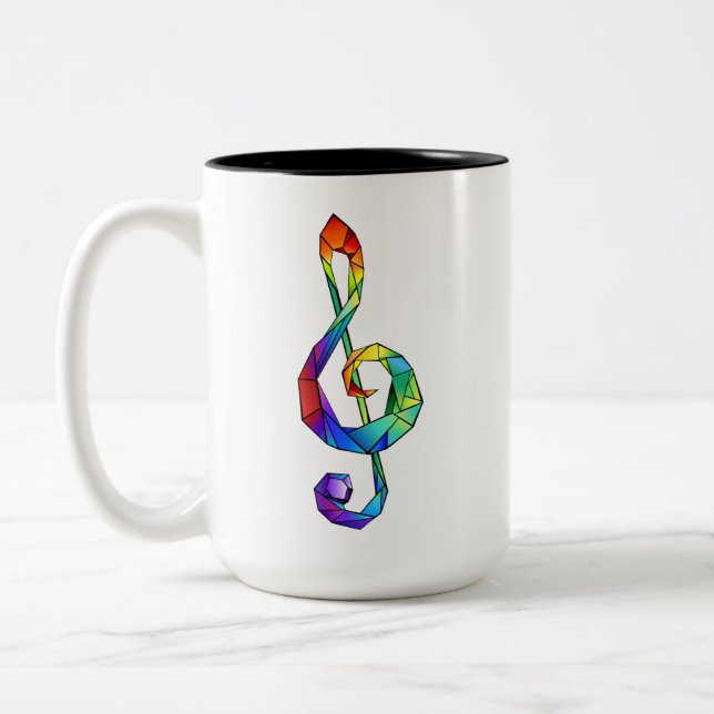 Regnbågsmusik nyckel treble clef Två-Tonad mugg (Vänster)