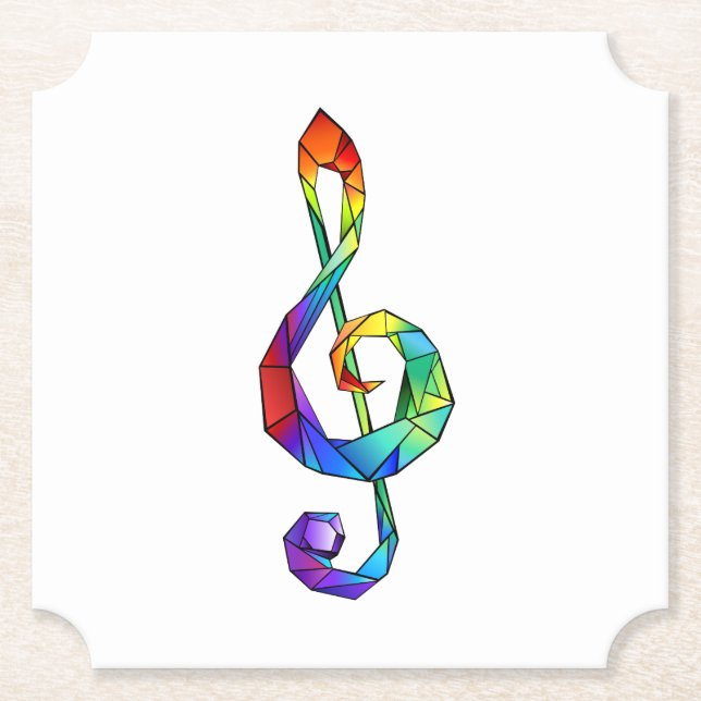 Regnbågsmusik nyckel treble clef underlägg papper (Framsida)