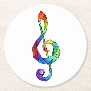 Regnbågsmusik nyckel treble clef underlägg papper rund