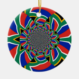 Regnbågsnation: Vibrant South Afrika Art Skriv ut Julgransprydnad Keramik