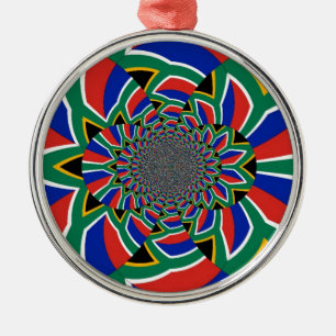 Regnbågsnation: Vibrant South Afrika Art Skriv ut Julgransprydnad Metall