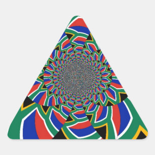 Regnbågsnation: Vibrant South Afrika Art Skriv ut Triangelformat Klistermärke