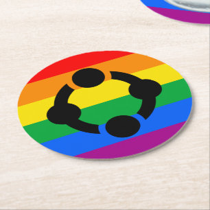 Regnbågsnisch HBTQ-flagga Underlägg Papper Rund