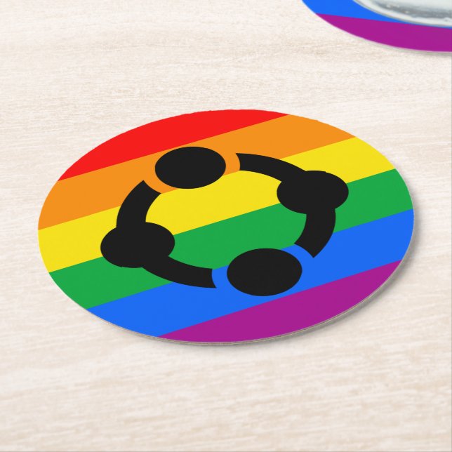 Regnbågsnisch HBTQ-flagga Underlägg Papper Rund (Vinklad)