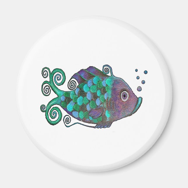 Regnbågsnisk fiskblått och Lila nyans Art Magnet (Framsidan)