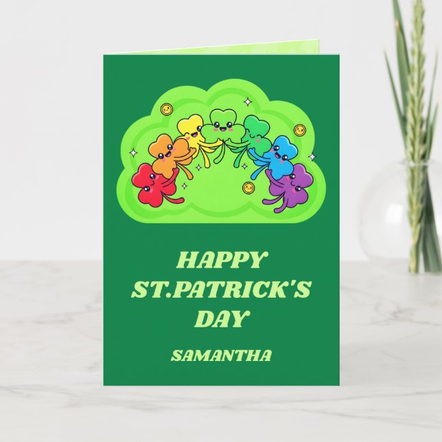Regnbågsomfamningar St. Patricks dag kort (Framsida)