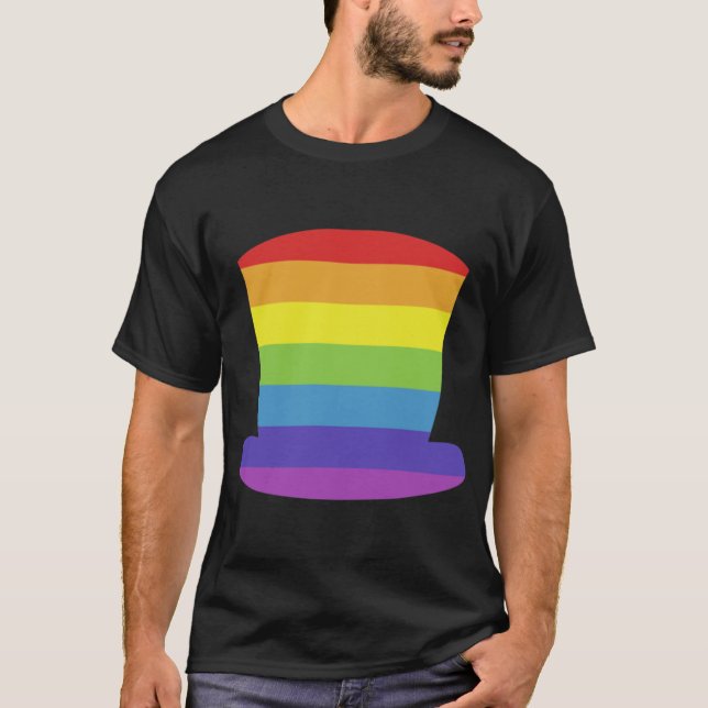 Regnbågsophat Enkeltryck retro T Shirt (Framsida)