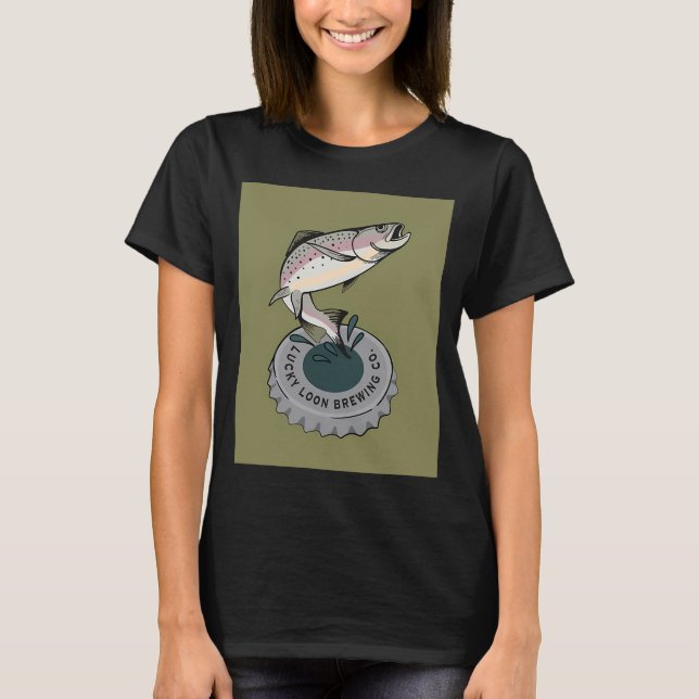 Regnbågsöring Flasklock Konsttryck T Shirt (Framsida)