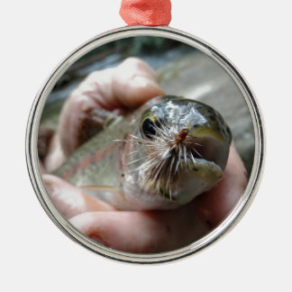 Regnbågsöring foto julgransprydnad metall