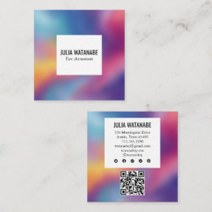 Regnbågsoskarp minimalistisk modern QRCode socialt Fyrkantigt Visitkort
