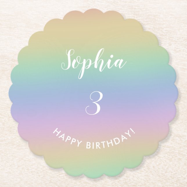 Regnbågsövertoning Färgen Pastel Barns födelsedag Underlägg Papper (Framsida)