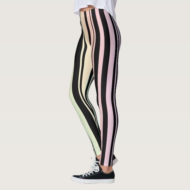Regnbågsövertoning Pastel Rand Leggings (Vänster)