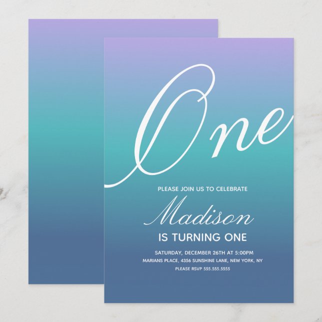 Regnbågsövertoning vid alla ålders färgstarka inbj inbjudningar (Fram/baksida)