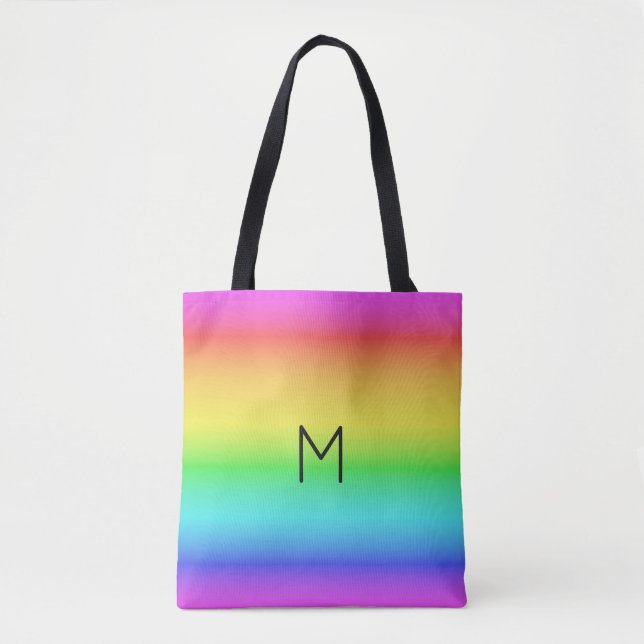 Regnbågsövertoningspåsar med monogram anpassningsb tygkasse (Framsida)