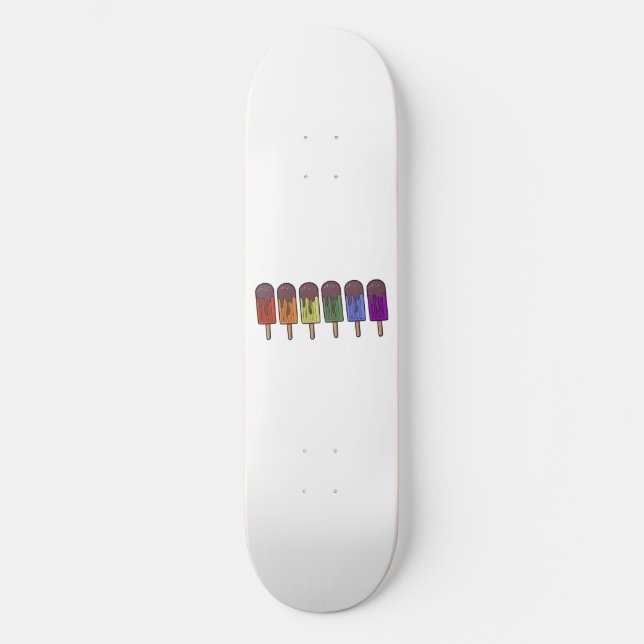 Regnbågsparad för glasspinnar mini skateboard bräda 18,5 cm (Framsida)