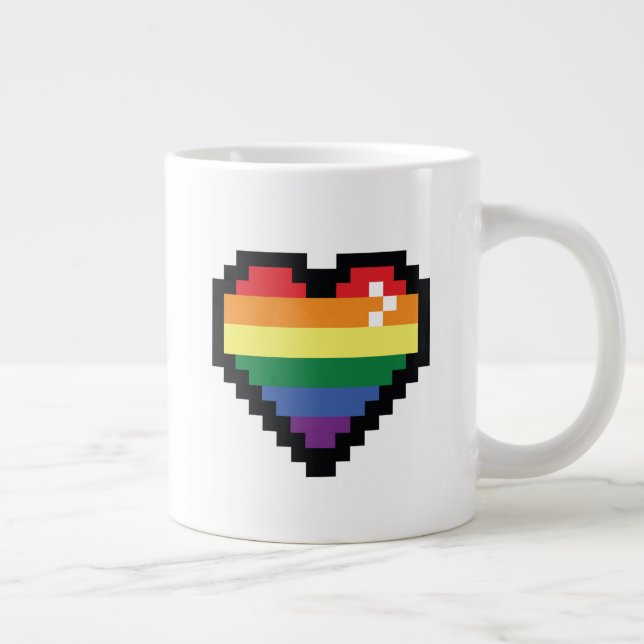 Regnbågspixelhjärta Jumbo Mugg (Höger)
