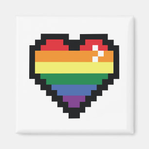 Regnbågspixelhjärta Magnet