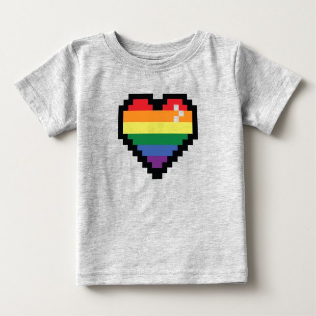 Regnbågspixelhjärta T Shirt (Framsida)