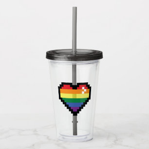 Regnbågspixelhjärta Take Away Mugg