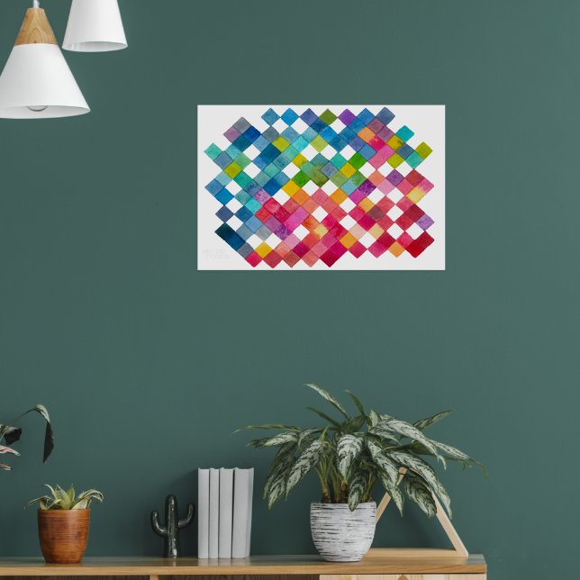 Regnbågsplattsteckningar Vattenfärg Konsttryck Poster (Vardagsrum 1)