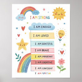 Regnbågspositiva bekräftelser Poster för barn