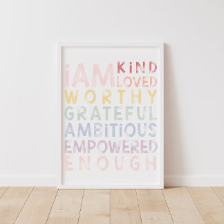 Regnbågsposter med positiva affirmationer för barn poster