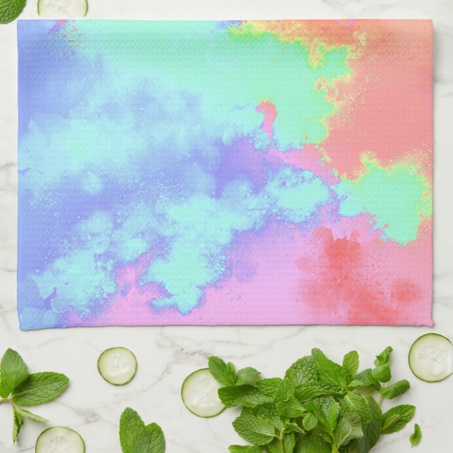 Regnbågsprejningseffekt Tea Towel Kökshandduk (Vikta)