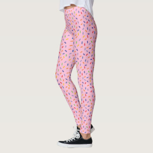 Regnbågsprickar Färgglad Konfetti Ljusrosa Leggings