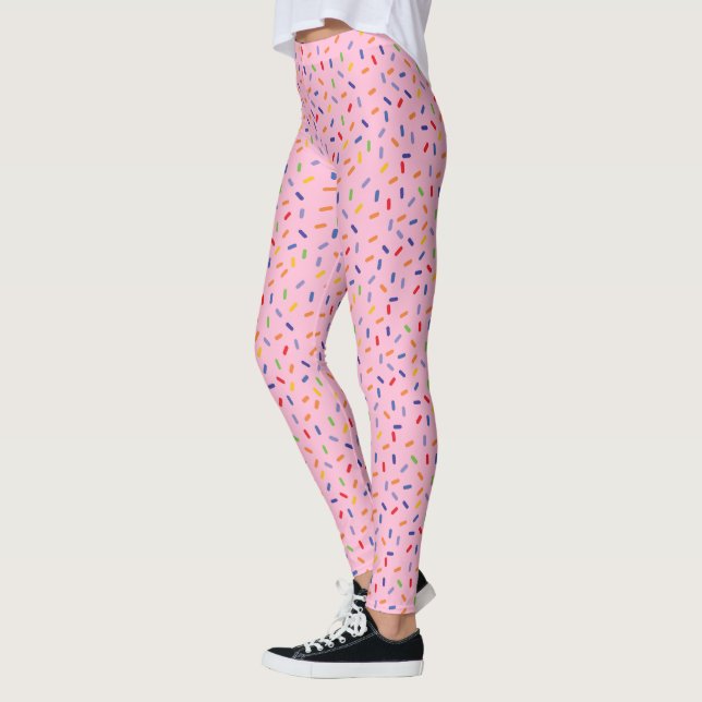 Regnbågsprickar Färgglad Konfetti Ljusrosa Leggings (Vänster)