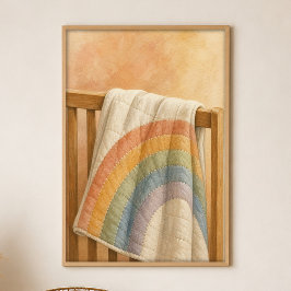 Regnbågsquilt Vattenfärg Whimsical Konstaffisch Poster