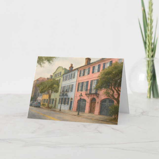 Regnbågsrad för Charleston Watercolor Kort (Framsida)