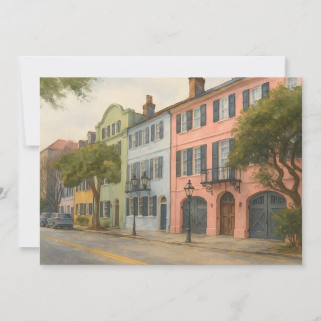 Regnbågsrad för Charleston Watercolor Kort (Framsida)