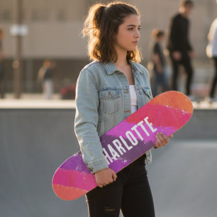 Regnbågsränder Anpassat Personligt Namn Mini Skateboard Bräda 18,5 Cm