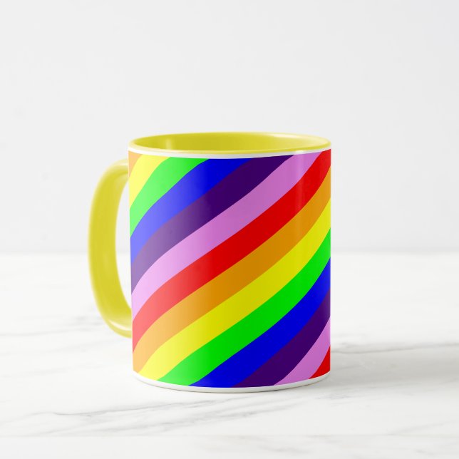 Regnbågsränder Diagonal Klassisk Ljusfull Färgrik Mugg (Framsida vänster)