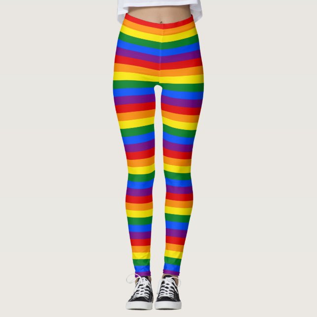 Regnbågsrandig Leggings (Framsida)