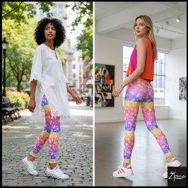 Regnbågsrandig Organisk Kulstänkt Mönster Leggings
