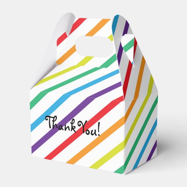 Regnbågsrandiga roliga födelsedagspresentlådor presentaskar (Framsidan Sidan)