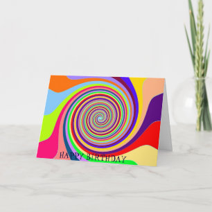 Regnbågsretro-födelsedag psychedelic candy swirl kort