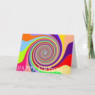 Regnbågsretro-födelsedag psychedelic candy swirl kort
