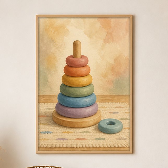 Regnbågsringar Gouache Boho Konstaffisch Poster (Shown framed for scale. Poster ships unframed; frames are an optional add-on.)
