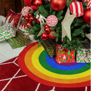 Regnbågsringar Julgransmatta Borstad Polyester