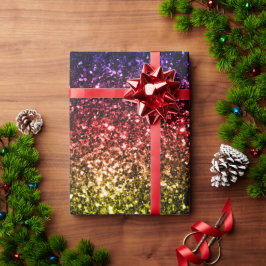 Regnbågsrödgult lila glitter-miniatyrdiagram v2 presentpapper