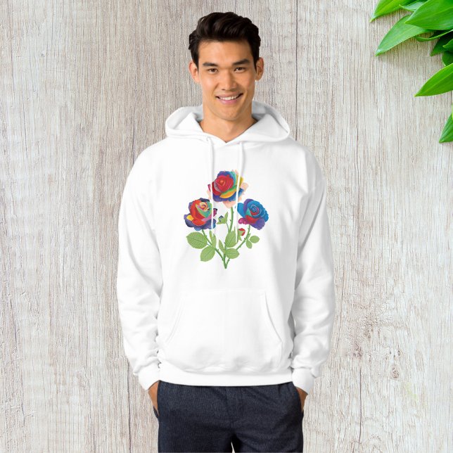 Regnbågsrosbukett Pop Art Blommig Hoodie (Skapare uppladdad)