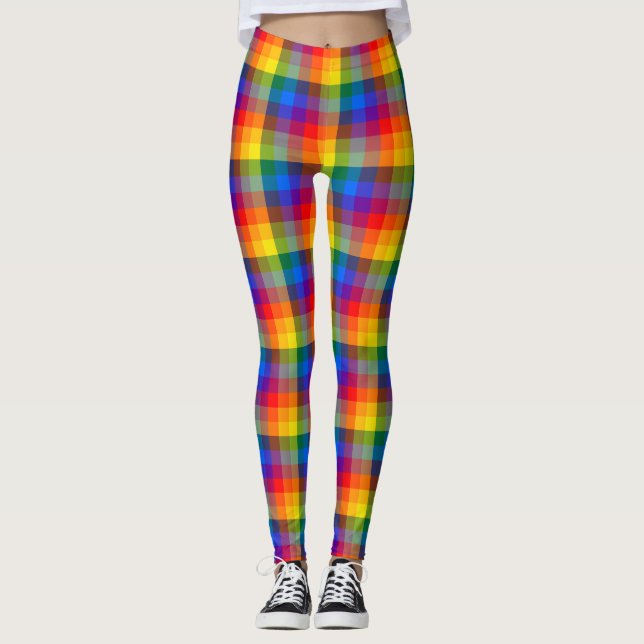 Regnbågsrutig Leggings (Framsida)