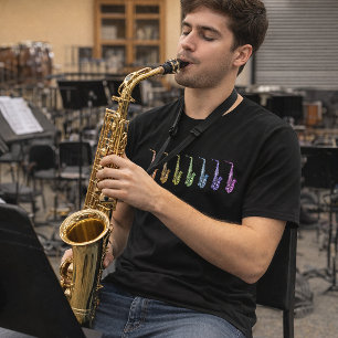 Regnbågssaxofon Färgrik Jazzmusikinstrument T Shirt
