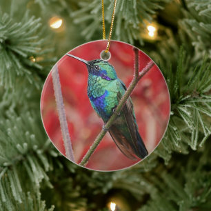 Regnbågsskimrande sken julgransprydnad keramik