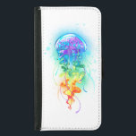 Regnbågssköldpaddor Plånboksfodral För Samsung Galaxy S5<br><div class="desc">Stora,  iriserande,  konstnärligt ritade,  ljusa maneter med långa tentakler på vitt,  färgade med flerfärgad vattenfärgad bakgrund. Regnbågsmaneter.</div>
