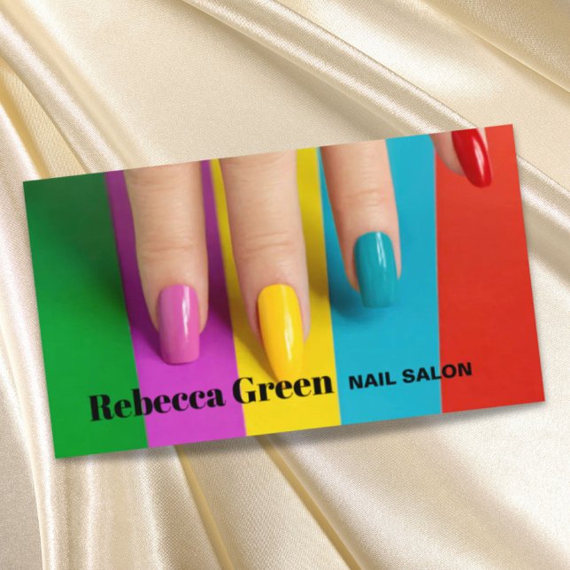Regnbågsskönhet Manikyr nagel nagelsalon Visitkort (Rainbow beauty makeup manicure nails nail salon business card)
